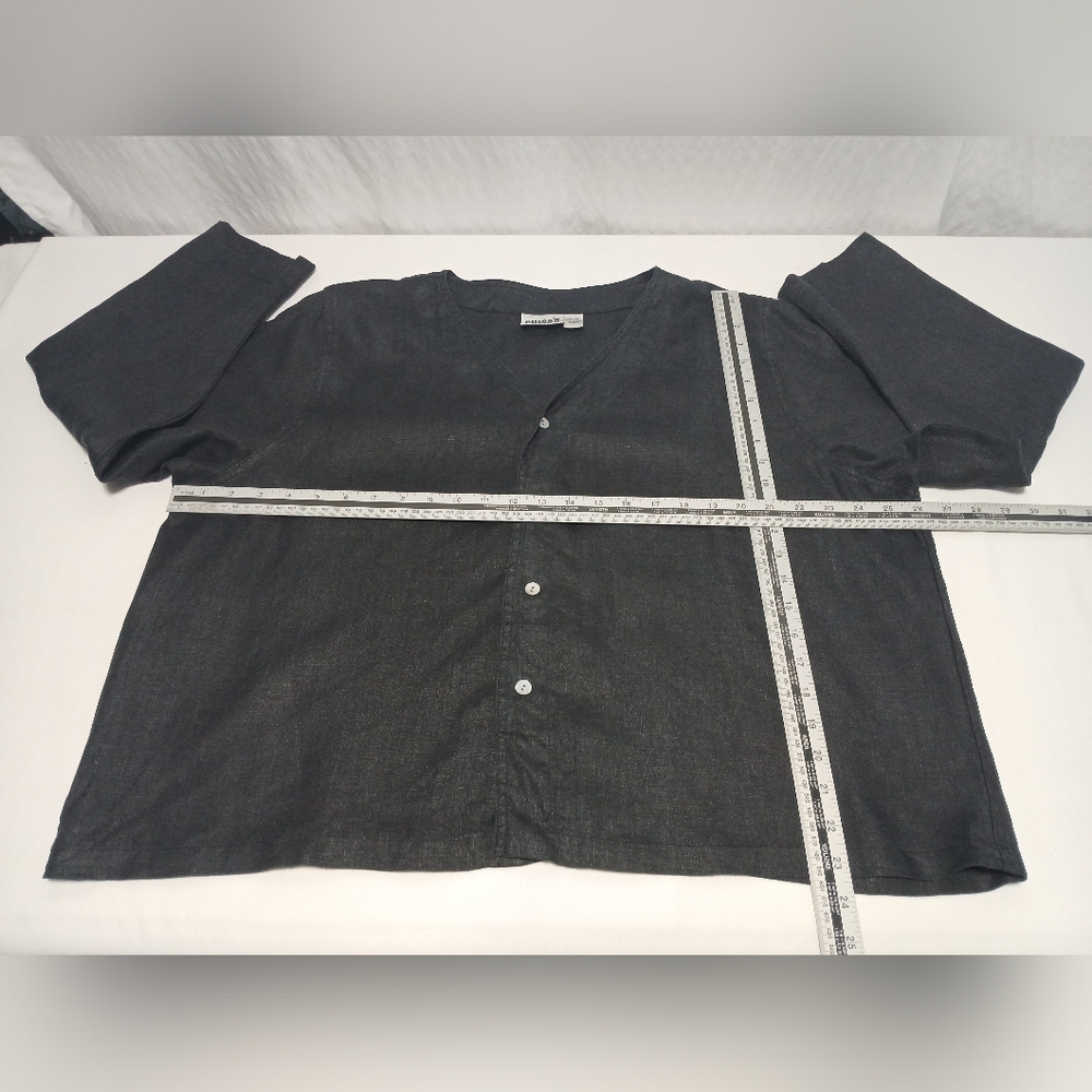 Chicos Design 100% Linen Collarless Long Sleve Button Down Top. Size XL(3) - Picture 3 of 7